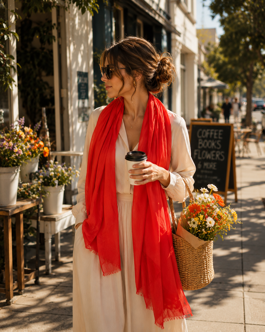 SCARFIGO AirLight Wool Scarf | Lightweight | All-Season | Sunset Bloom