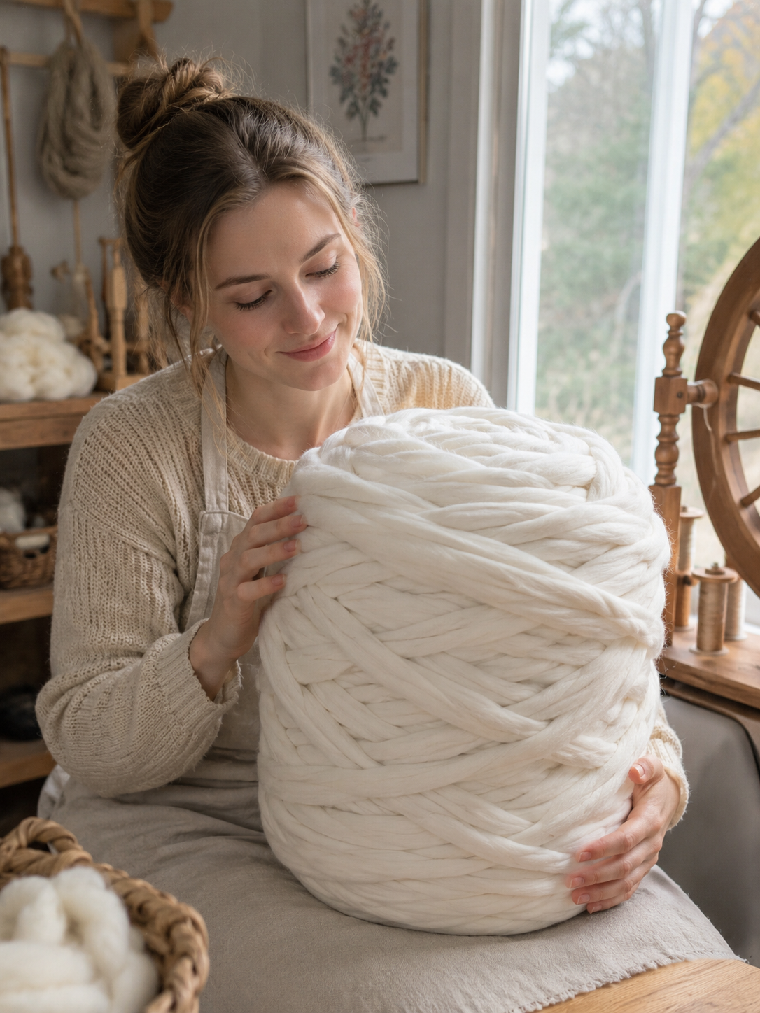 Natural White Merino wool roving EF113