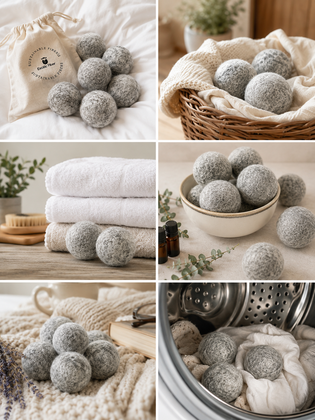 Merino wool balls laundry Grey EFDB002