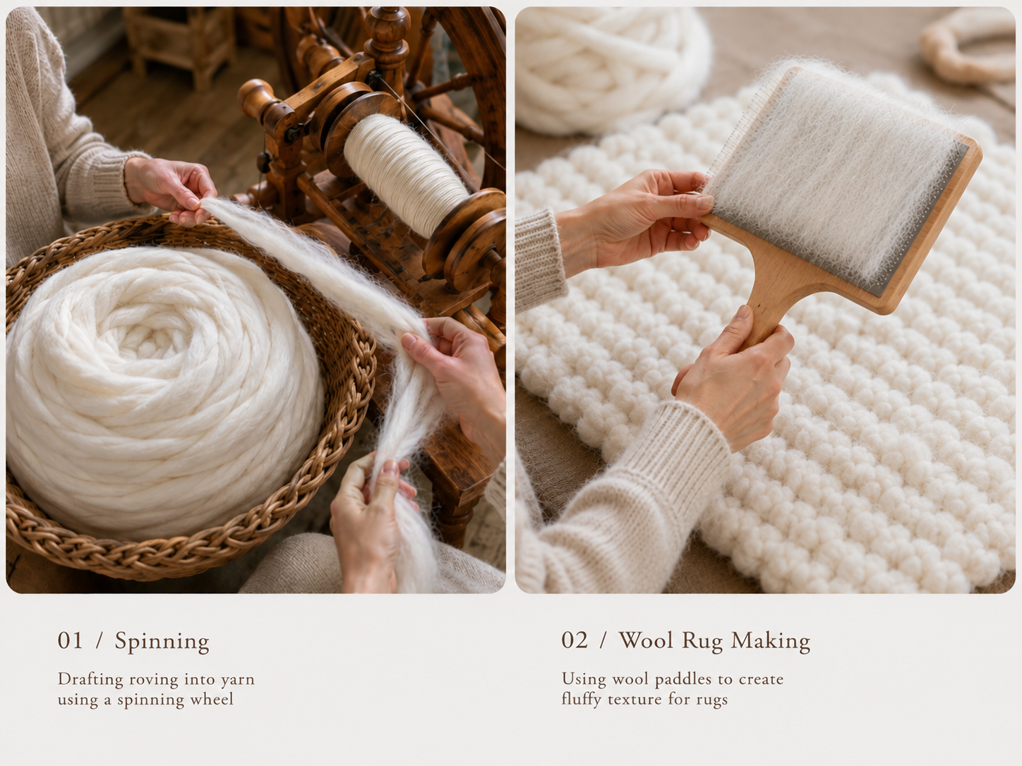 Natural White Merino Wool Roving | EF113 | 21-22 Micron | Felting Spinning Fiber