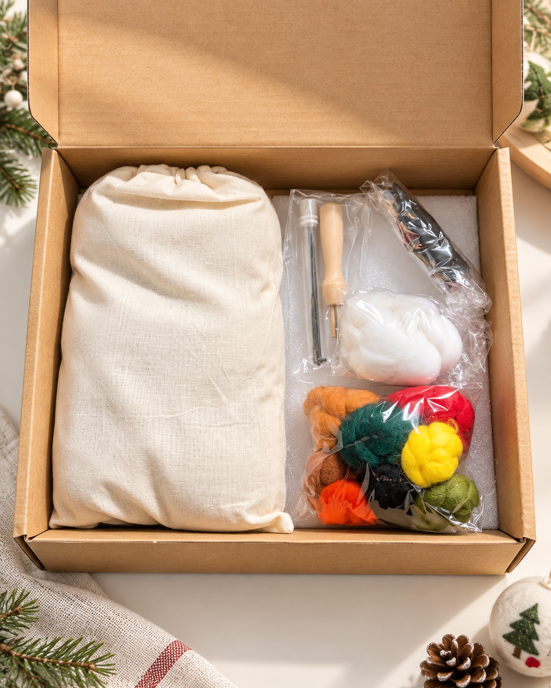 Christmas Curated Wool Roving Pack