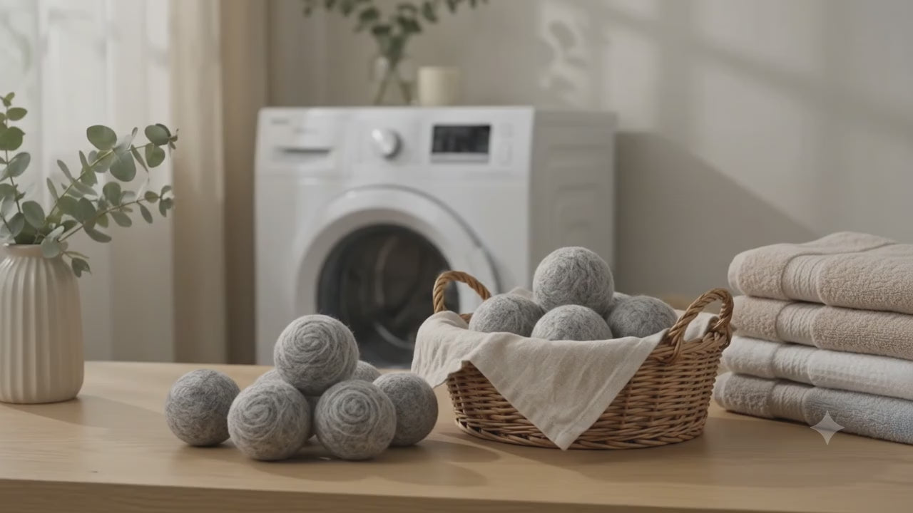 Merino wool dry ball for laundry Grey